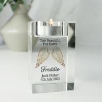 Personalised Angel Wings Memorial Glass Tealight Holder Extra Image 1 Preview
